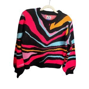 FUTURE COLLECTIVE x Target Abstract Striped Crewneck Pullover Sweater Neon Sz L